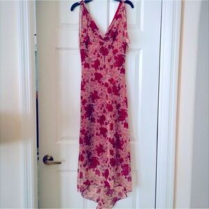 Floral print midi high low dress